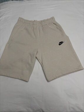 Nike Beige Athletic Shorts with Black Logo